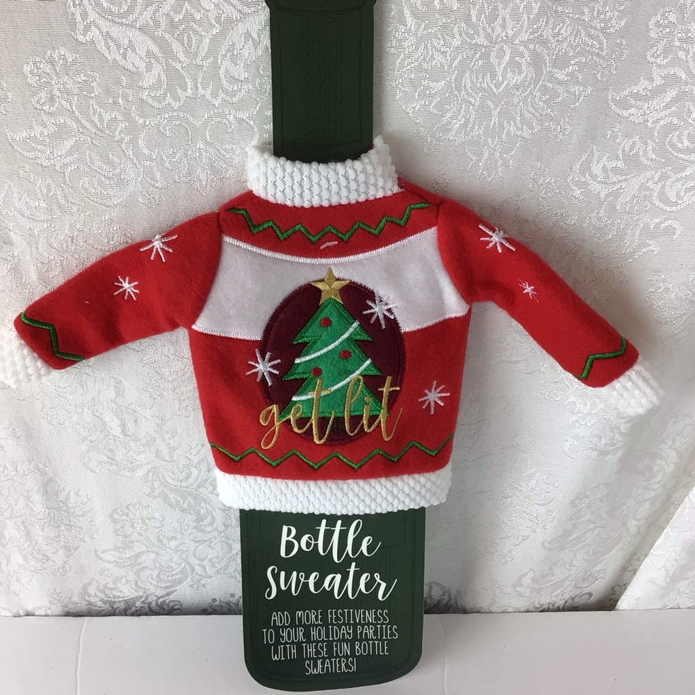 🛍 Get Lit Tree Ugly Christmas Sweater Alcohol or Wine Bottle Sweater New